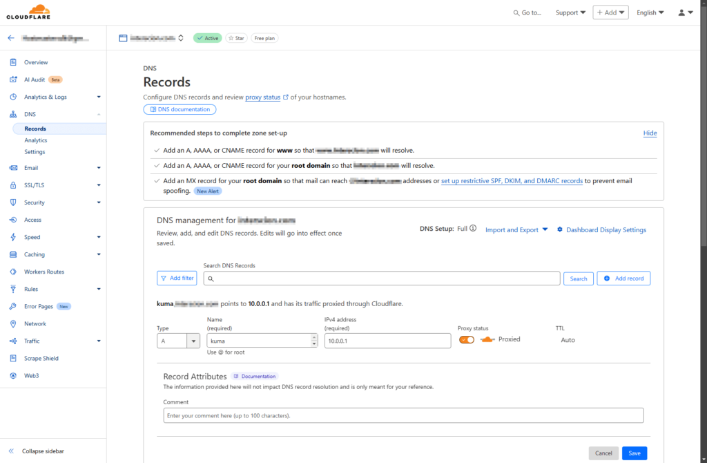 Cloudflare - Add an A Record Using the External IP