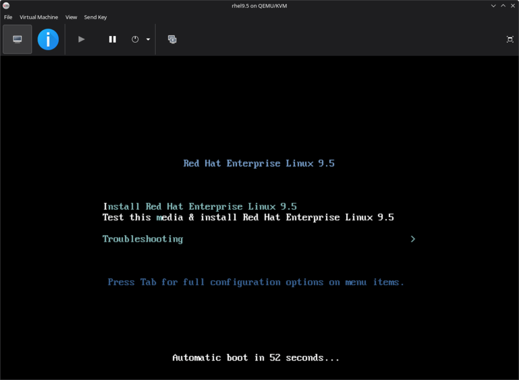 Virtual Machine Manager - Red Hat 9.5 on QUEMU KVM