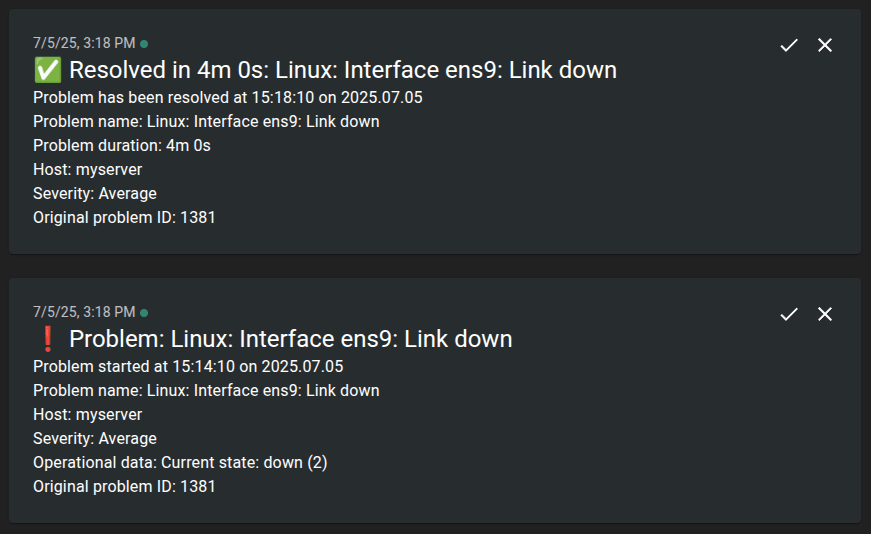 Zabbix ntfy notification